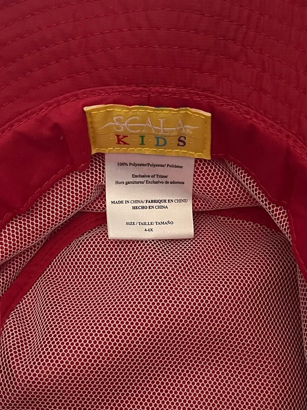 Scala Kids UPF 50+ Red Sun Hat NWT | Size 4–6X | Adjustable Chin Strap